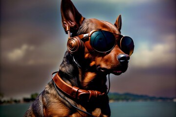 A Dog Wearing Goggles And A Leather Collar