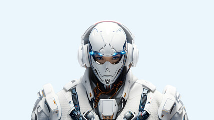 Obraz na płótnie Canvas Robot android with a beautiful female.AI generative.