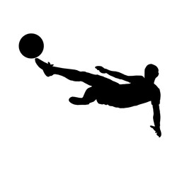 Silhouette Soccer Player With Ball Isolated 