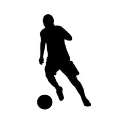 Fototapeta na wymiar Silhouette Soccer Player With Ball Isolated 