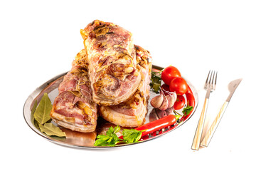 Pork chicken smoked meat breast or turkey serving food background copy space for text organic eating healthy
