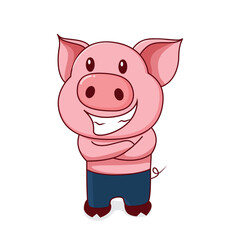 Vector cute pig cartoon style