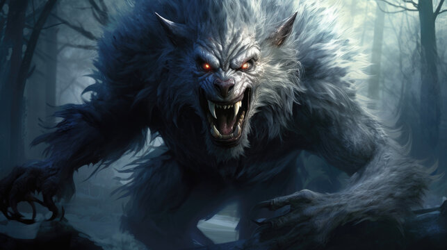the main villain of the novel, a malevolent black werewolf, poised to challenge the protagonist and test their mettle in a battle of good versus evil. AI generated