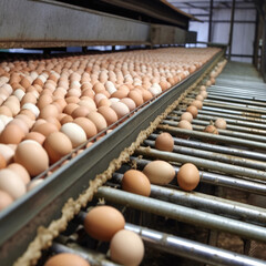 Fresh Eggs on a poultry factory