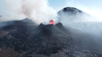 Fototapeta na wymiar Volcano eruption in Iceland