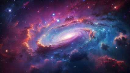 Obraz na płótnie Canvas Cosmic Splendor: Colorful Space Galaxy Cloud Nebula. A Celestial Tapestry of Stars and Nighttime Wonders. Explore the Vast Universe of Science and Astronomy with this Supernova Background Wallpaper