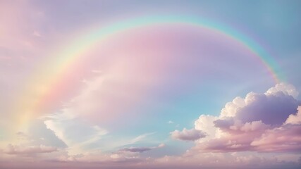 pastel sky colored with rainbow arcing, Generative AI