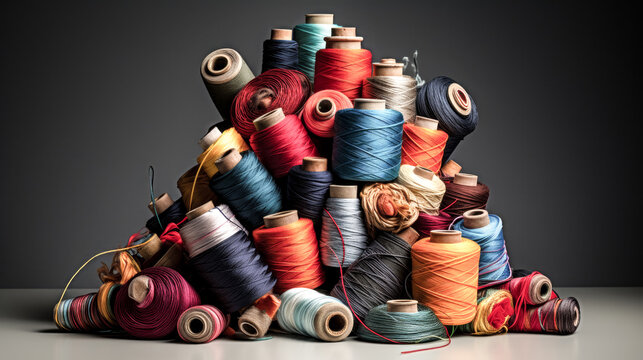 He carefully unwinds the tangled thread from the pile.