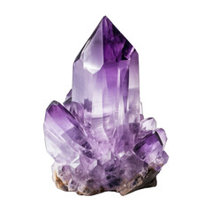 Fototapeta premium Amethyst gem isolated on transparent background. Generative AI