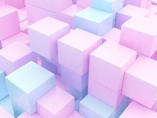 Naklejka premium abstract colourful background with cubes, pastel colored wallpaper. horizontal childish poster. cute three-dimensional seamless pattern made of colourful cubes. textured 3d backdrop. mosaic cube shape