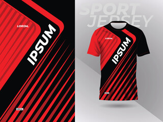 red black shirt sport jersey mockup template design for soccer, football, racing, gaming, motocross, cycling, and running 