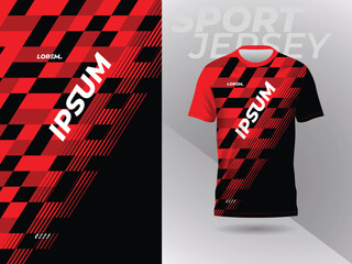 red black shirt sport jersey mockup template design for soccer, football, racing, gaming, motocross, cycling, and running 