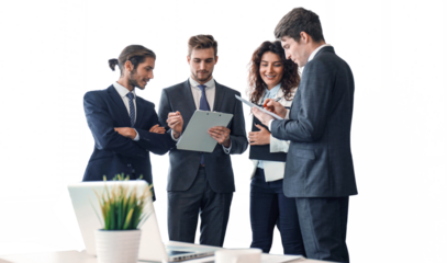 Creative business people meeting on a transparent background