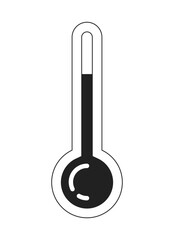 Thermometer hot monochrome flat vector object. Weather temperature. Hot summer. Wave heat. Editable black and white thin line icon. Simple cartoon clip art spot illustration for web graphic design