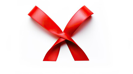 A vibrant red ribbon, symbol of elegance and significance, captivates against a white backdrop, inspiring contemplation