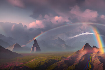 moutain with rainbow