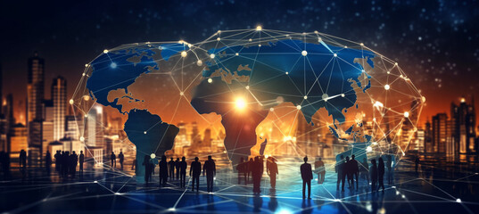 Obraz premium Business and economic growth on global business network, Data analysis of financial and banking