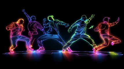 Hip-Hop Dancing with Neon Outlines
