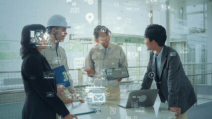 Multinational engineers meeting in office and digital technology concept. - Powered by Adobe