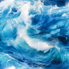 Ocean waves seamless pattern. Sea wave blue background. Generative AI