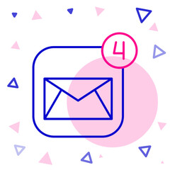 Line Envelope icon isolated on white background. Received message concept. New, email incoming message, sms. Mail delivery service. Colorful outline concept. Vector