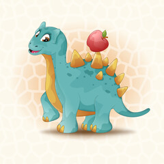 Whimsical Delight: Dinosaur's Apple Adventure