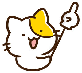 指差し棒をもつかわいいねこのキャラクターの上半身イラスト