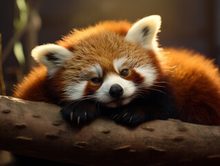 Obraz premium Photo of Red Panda: These adorable creatures have a cat-like face and a fluffy tail