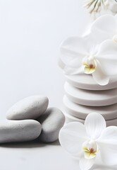 Venetian White background stones and orchids