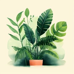 Boho Botanicals - Lush Green Plants in Watercolor