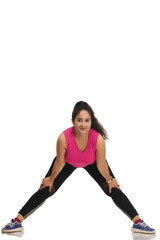 young woman doing fitness exercise