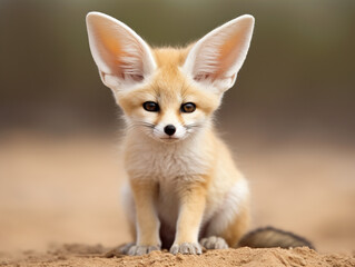 Photo of Fennec Fox: With its large ears and expressive eyes, the fennec fox is undeniably adorable - obrazy, fototapety, plakaty