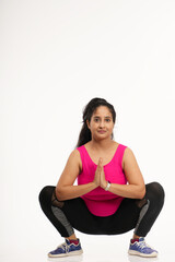 Fototapeta premium young woman doing fitness exercise