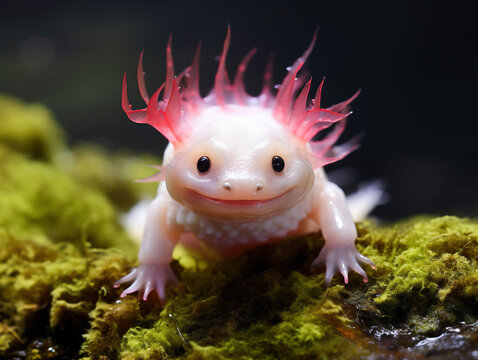 Photo of Axolotl: These aquatic salamanders have unique features, including frilly external gills and a permanent smile