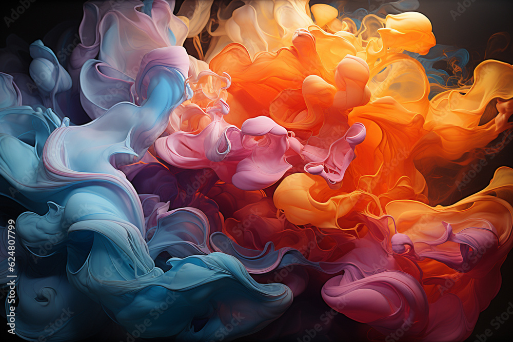 Aufkleber an abstract painting with swirling colors and shapes, evoking a dreamlike and surreal atmosphere. ge