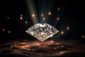 Diamonds that are lit shine beautifully on a black background. - obrazy, fototapety, plakaty