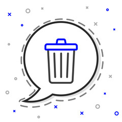 Line Trash can icon isolated on white background. Garbage bin sign. Recycle basket icon. Office trash icon. Colorful outline concept. Vector