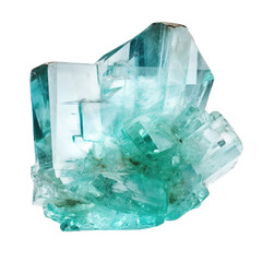 Aquamarine gem isolated on transparent background. Generative AI