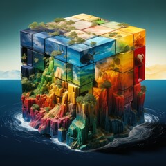 Rubik's Cube with Different Sceneries