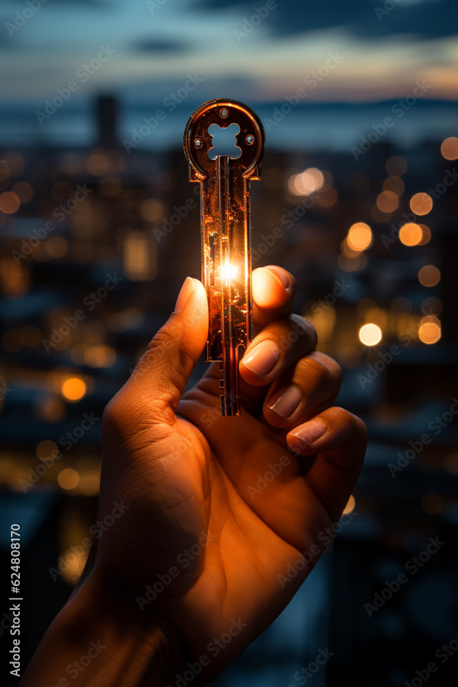 Leinwandbilder a person holding a key, representing the power to unlock hidden meanings and insights within dreams.