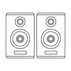 Doodle speakers icon. Hand drawn speakers icon in vector. Speakers illustration. Doodle loudspeakers icon in vector