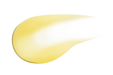 Smear of yellow cream, balm, conditioner with banana, egg or chamomile on an empty background. Isolated.