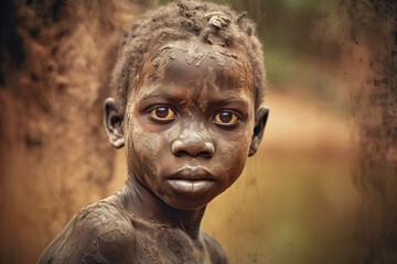 portrait of african indigenous child, ai generated
