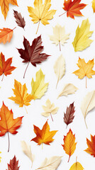 Autumn leaves pattern isolated white, create using generative AI tools