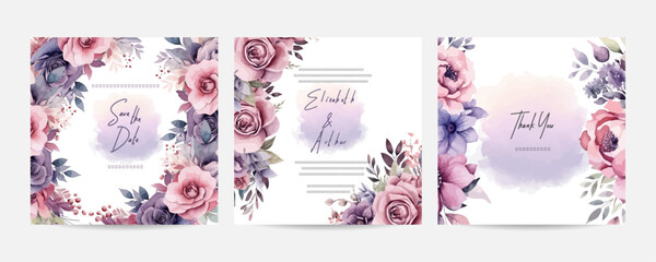 Invitation greeting card with pink peony floral background. Romantic and elegant theme wedding card invitation.