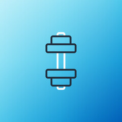 Line Dumbbell icon isolated on blue background. Muscle lifting, fitness barbell, sports equipment. Colorful outline concept. Vector