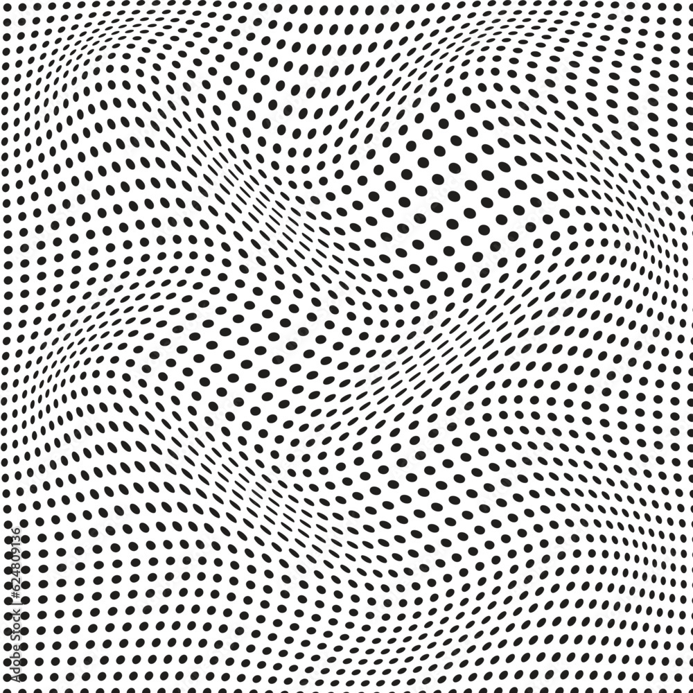 Poster abstract seamless geometric black dot grid wave pattern.