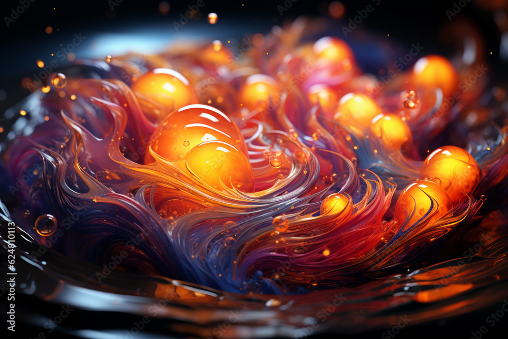 Poster A vibrant abstract background with swirling patterns and glowing orbs, symbolizing new beginnings and possibilities.  Generative AI technology.
