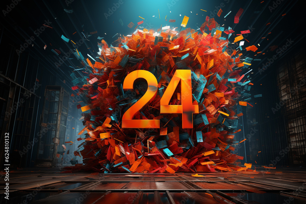 Poster A modern abstract design with bold typography displaying the numbers of the upcoming year.  Generative AI technology.