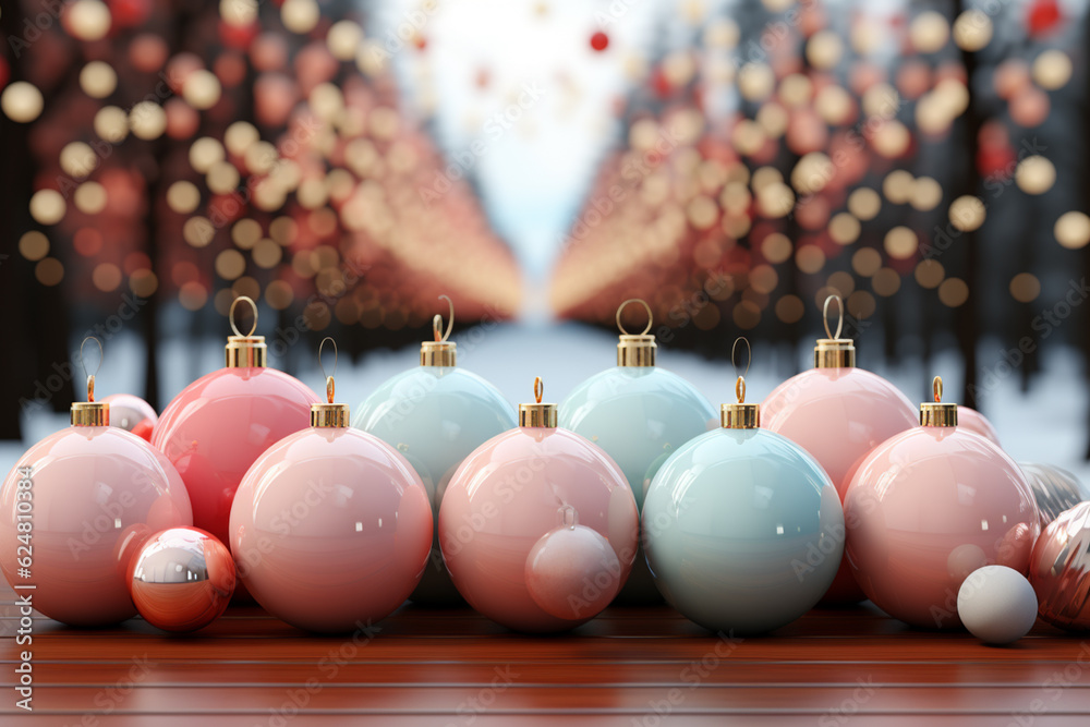 Poster A modern Christmas background with geometric patterns and trendy pastel colors.  Generative AI technology.